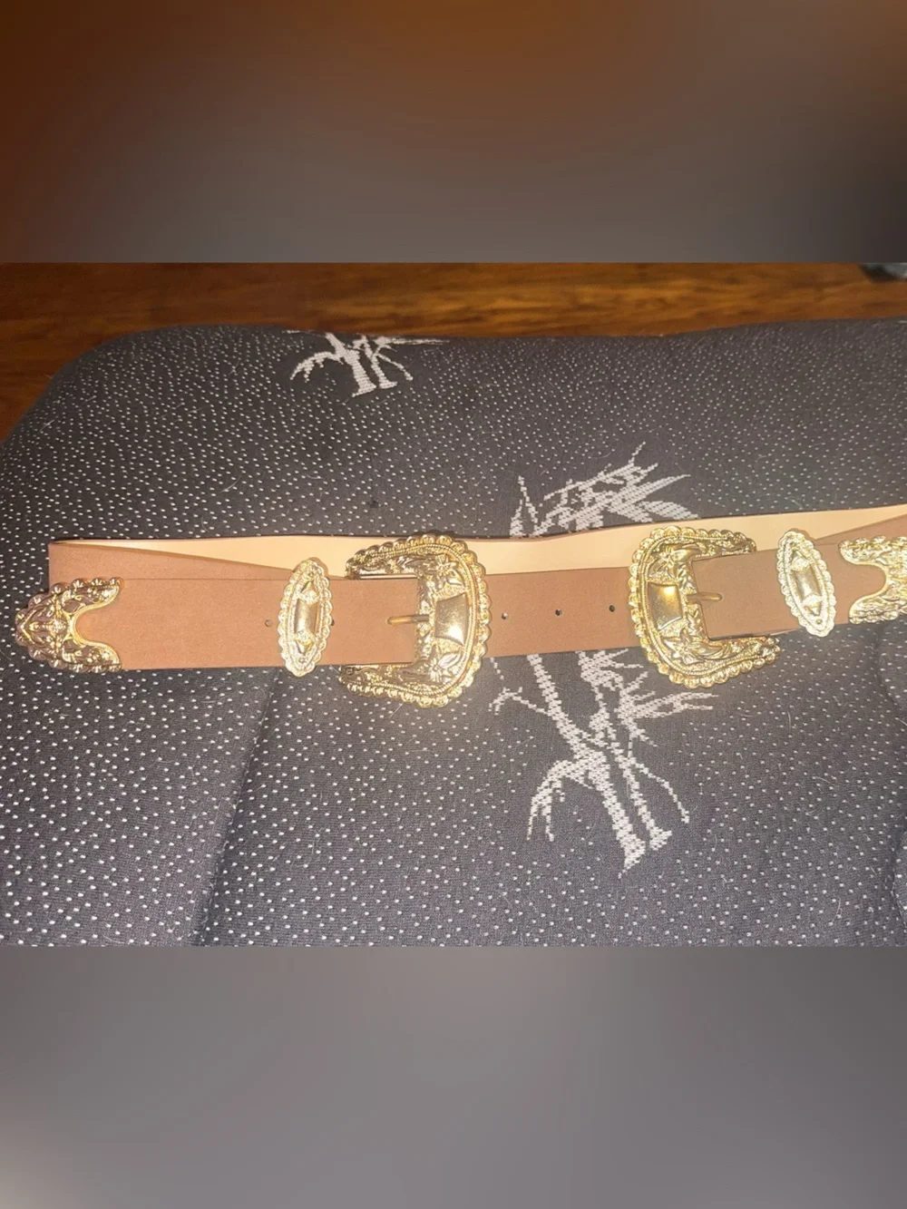 Western, Brown Leather Belt with Gold Hardware